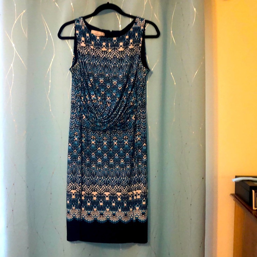 Blue pattern dress by Donna Morgan